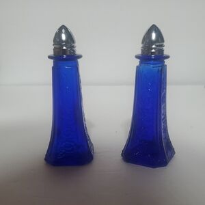 Colbalt Blue Glass Salt and Pepper Shakers